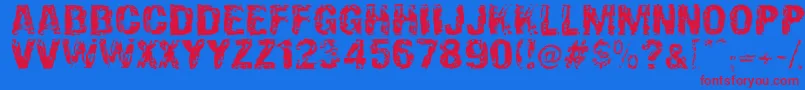 OverprintDsg Font – Red Fonts on Blue Background