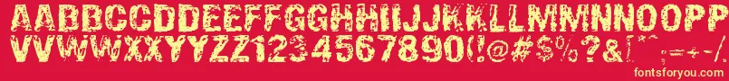 OverprintDsg Font – Yellow Fonts on Red Background