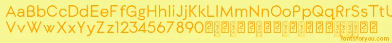 フォントDylangothicRegular – オレンジの文字が黄色の背景にあります。