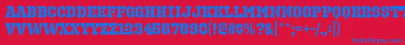 フォントOctinprisonhvRegular – 赤い背景に青い文字