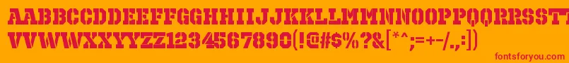 OctinprisonhvRegular-Schriftart – Rote Schriften auf orangefarbenem Hintergrund