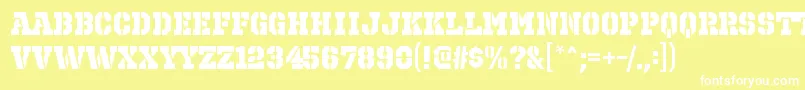 フォントOctinprisonhvRegular – 黄色い背景に白い文字