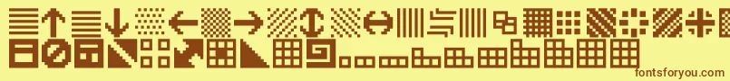 フォントOpnBitfuul – 茶色の文字が黄色の背景にあります。