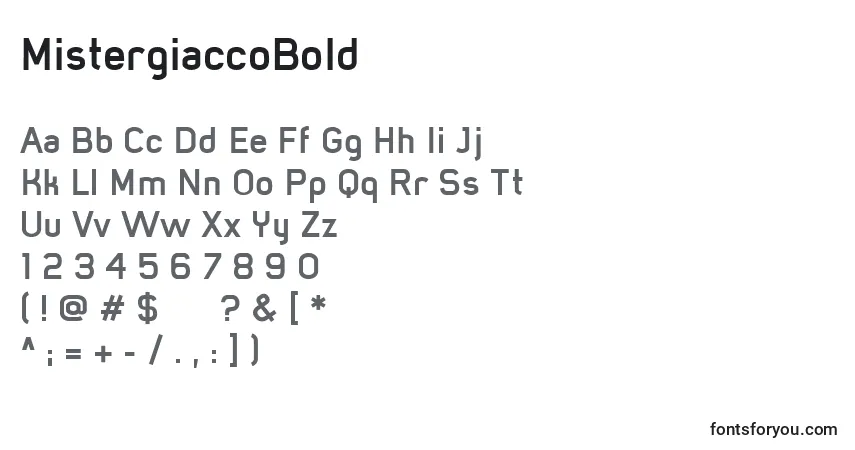 MistergiaccoBoldフォント–アルファベット、数字、特殊文字