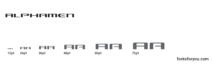 Размеры шрифта Alphamen