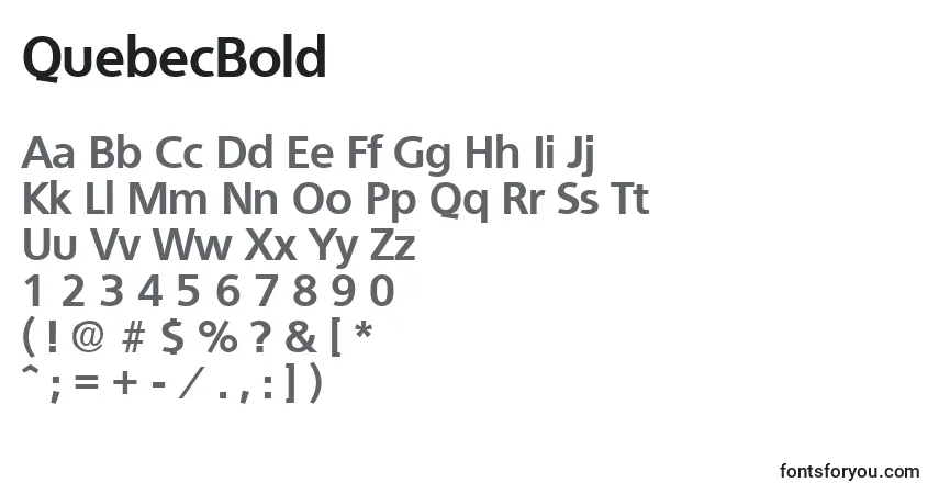 Шрифт QuebecBold – алфавит, цифры, специальные символы