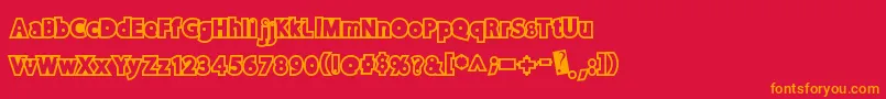 フォントDiscorush – 赤い背景にオレンジの文字