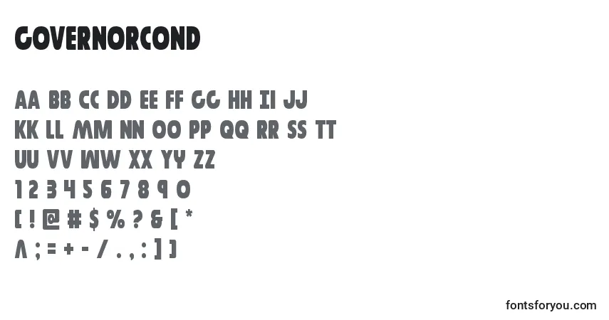 Шрифт Governorcond – алфавит, цифры, специальные символы