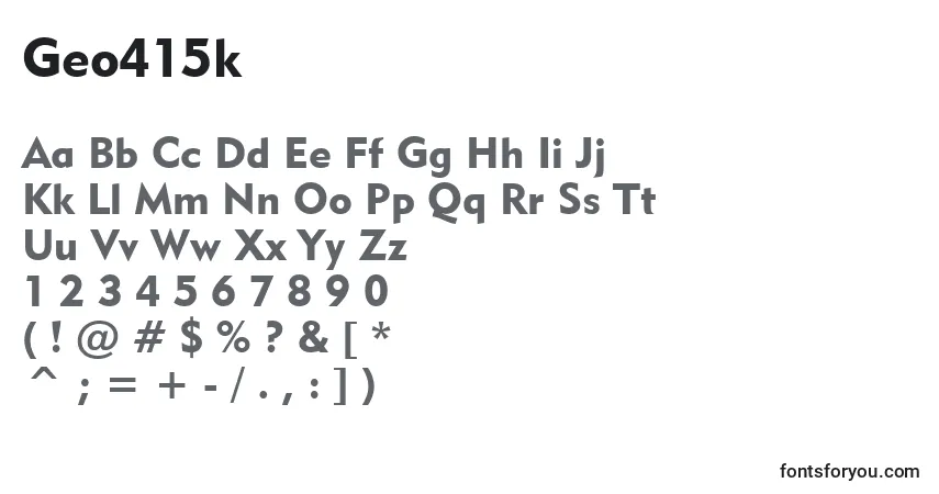 A fonte Geo415k – alfabeto, números, caracteres especiais