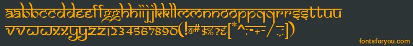 Saman-Schriftart – Orangefarbene Schriften auf schwarzem Hintergrund