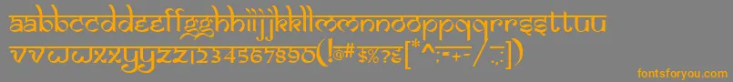 フォントSaman – オレンジの文字は灰色の背景にあります。