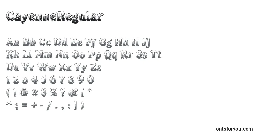 Schriftart CayenneRegular – Alphabet, Zahlen, spezielle Symbole