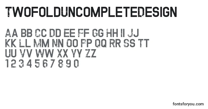 Schriftart TwofoldUncompleteDesign – Alphabet, Zahlen, spezielle Symbole