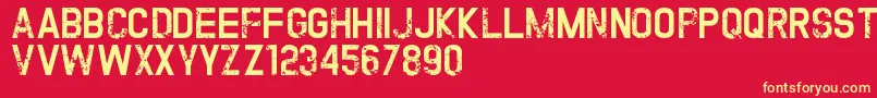 Fonte TwofoldUncompleteDesign – fontes amarelas em um fundo vermelho