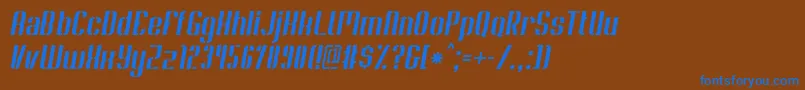 Шрифт SoupertrouperStenciloblique – синие шрифты на коричневом фоне
