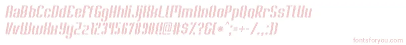 フォントSoupertrouperStenciloblique – 白い背景にピンクのフォント