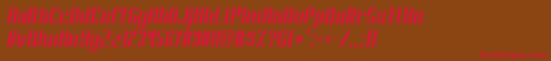 Шрифт SoupertrouperStenciloblique – красные шрифты на коричневом фоне