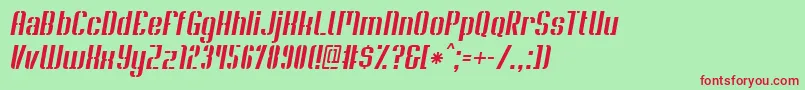 フォントSoupertrouperStenciloblique – 赤い文字の緑の背景