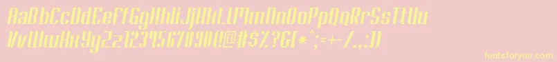 SoupertrouperStenciloblique-Schriftart – Gelbe Schriften auf rosa Hintergrund