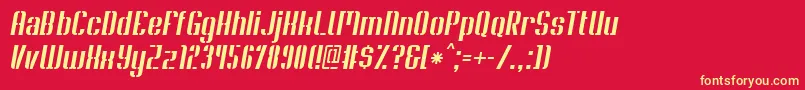 フォントSoupertrouperStenciloblique – 黄色の文字、赤い背景