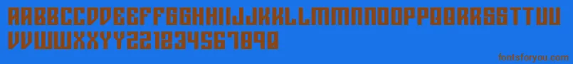 Rigormortisbold-Schriftart – Braune Schriften auf blauem Hintergrund