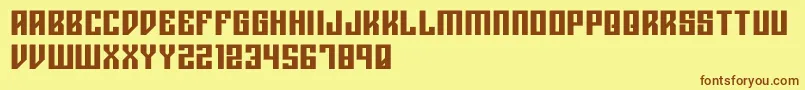Rigormortisbold-Schriftart – Braune Schriften auf gelbem Hintergrund