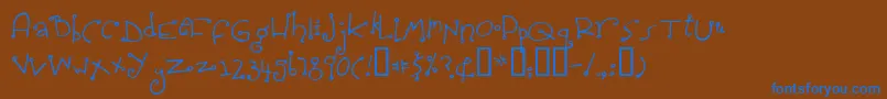 フォントSpidersh – 茶色の背景に青い文字