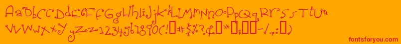 Czcionka Spidersh – czerwone czcionki na pomarańczowym tle