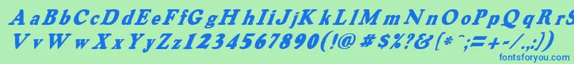Fonte OswaldgreyItalic – fontes azuis em um fundo verde