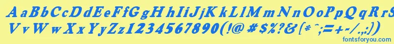 Fonte OswaldgreyItalic – fontes azuis em um fundo amarelo