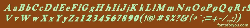 フォントOswaldgreyItalic – 緑色の文字が茶色の背景にあります。