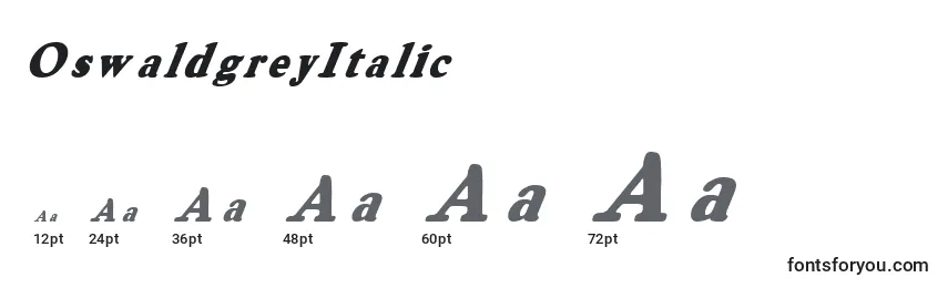 Размеры шрифта OswaldgreyItalic