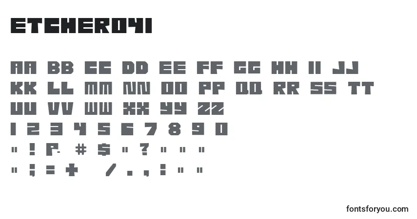 Czcionka Etcher04i – alfabet, cyfry, specjalne znaki
