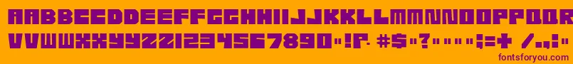フォントEtcher04i – オレンジの背景に紫のフォント