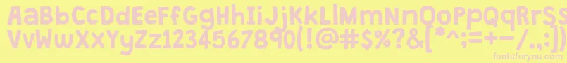 GrandstanderClean-fontti – vaaleanpunaiset fontit keltaisella taustalla