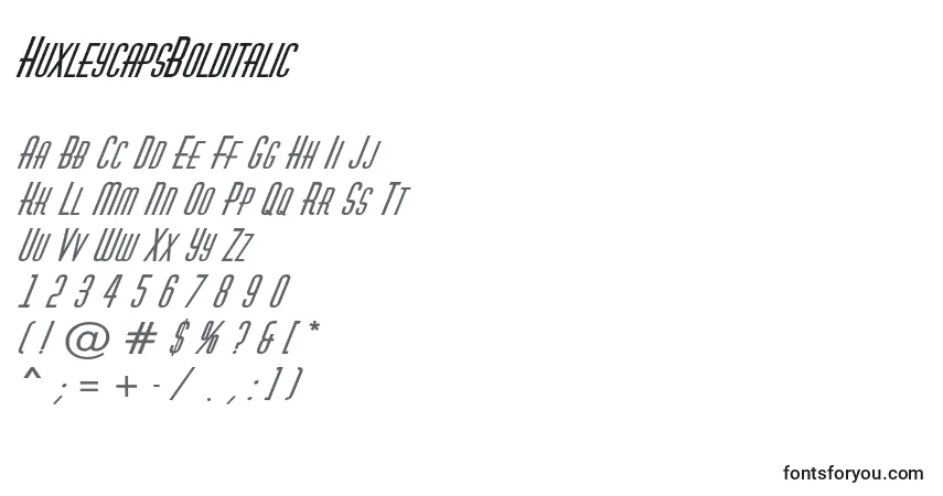HuxleycapsBolditalic-fontti – aakkoset, numerot, erikoismerkit
