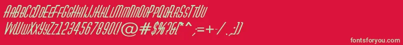 フォントHuxleycapsBolditalic – 赤い背景に緑の文字