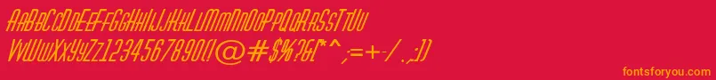 フォントHuxleycapsBolditalic – 赤い背景にオレンジの文字