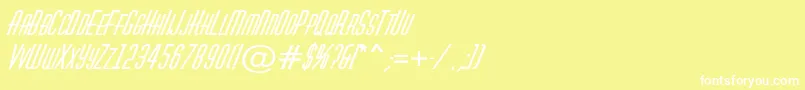 Шрифт HuxleycapsBolditalic – белые шрифты на жёлтом фоне