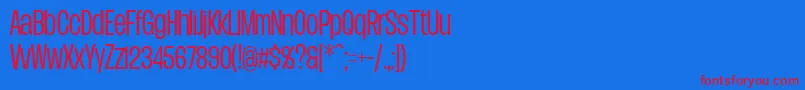 DueraCondlighPersonal-fontti – punaiset fontit sinisellä taustalla