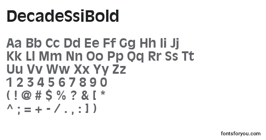 Шрифт DecadeSsiBold – алфавит, цифры, специальные символы