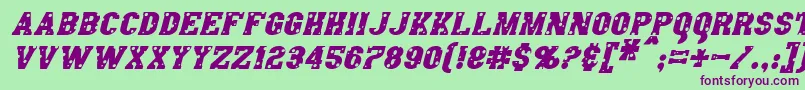 AngelArmsItalic Font – Purple Fonts on Green Background