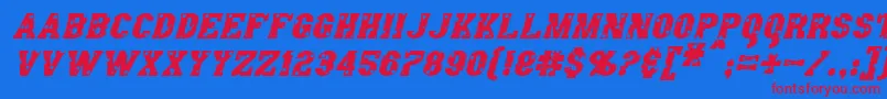 AngelArmsItalic Font – Red Fonts on Blue Background