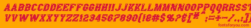Fonte AngelArmsItalic – fontes vermelhas em um fundo laranja