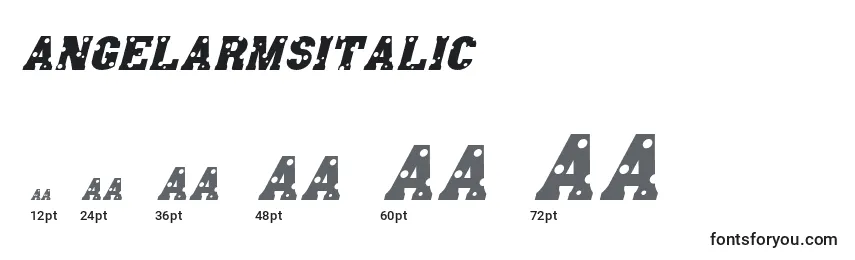Размеры шрифта AngelArmsItalic