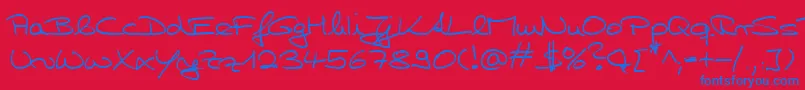 フォントHwHillyDb – 赤い背景に青い文字
