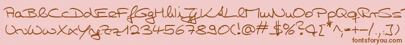 HwHillyDb-Schriftart – Braune Schriften auf rosa Hintergrund