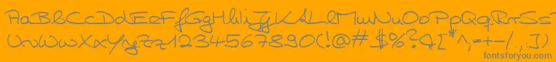 HwHillyDb-fontti – harmaat kirjasimet oranssilla taustalla