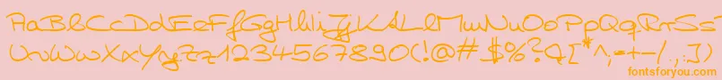 Fonte HwHillyDb – fontes laranjas em um fundo rosa