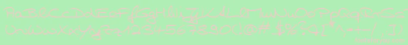 HwHillyDb-fontti – vaaleanpunaiset fontit vihreällä taustalla